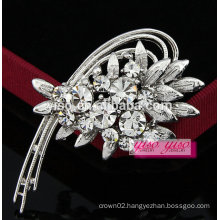 elegant crescent flower rhinestone jewelry brooch